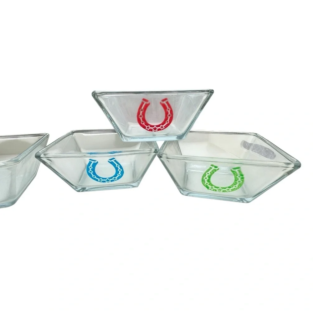Western Glass Plate Set with Blue Designs